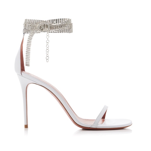 Amina Muaddi Georgia Crystal Embellished Leather Sandals New With Tags U… - Picture 3 of 12
